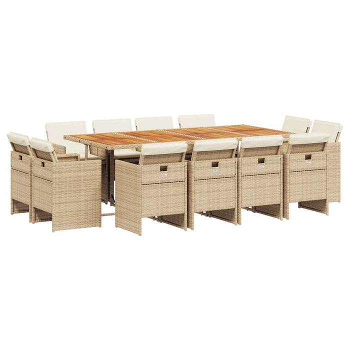 Set mobilier de grădină cu perne, 13 piese, bej, poliratan - WALTI WALTI