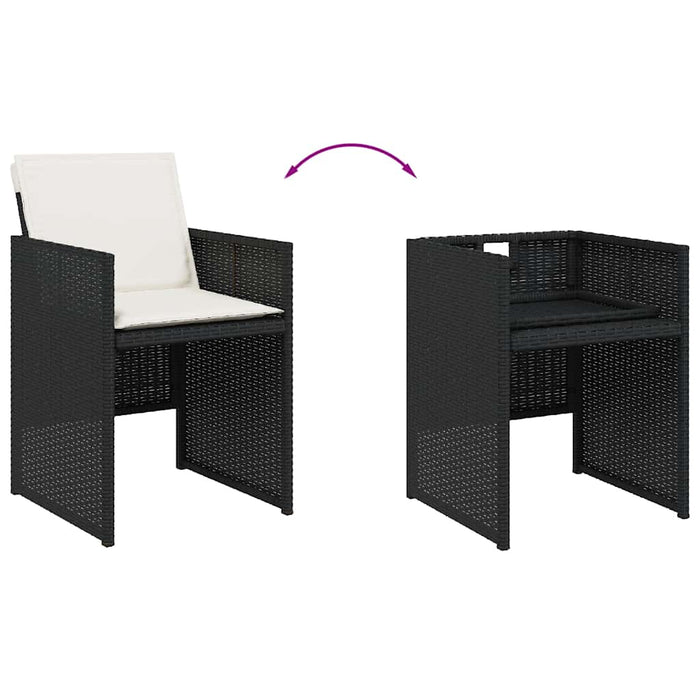 Set mobilier de grădină cu perne, 15 piese, negru, poliratan - WALTI WALTI