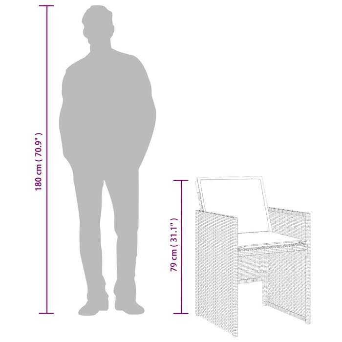 Set mobilier de grădină cu perne, 15 piese, negru, poliratan - WALTI WALTI