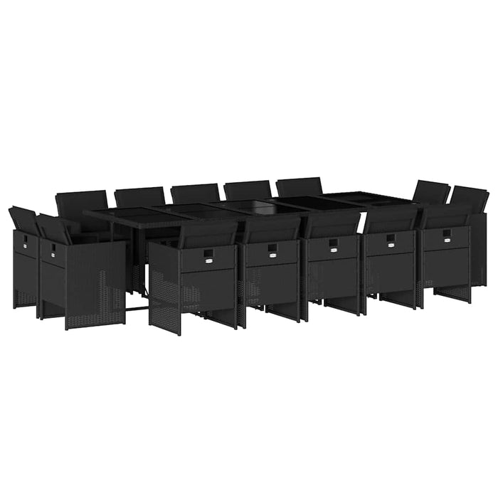 Set mobilier de grădină cu perne, 15 piese, negru, poliratan - WALTI WALTI