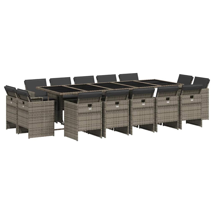 Set mobilier de grădină cu perne, 15 piese, gri, poliratan - WALTI WALTI