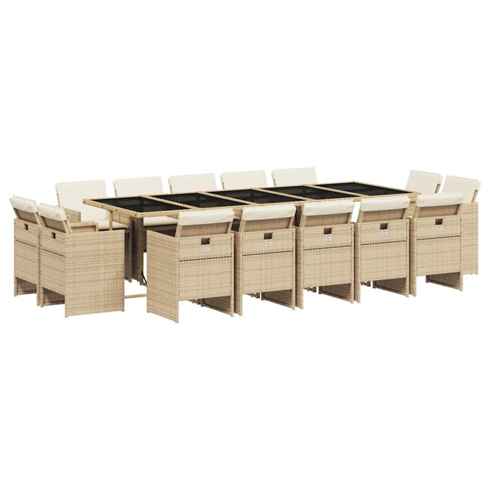 Set mobilier de grădină cu perne, 15 piese, bej, poliratan - WALTI WALTI