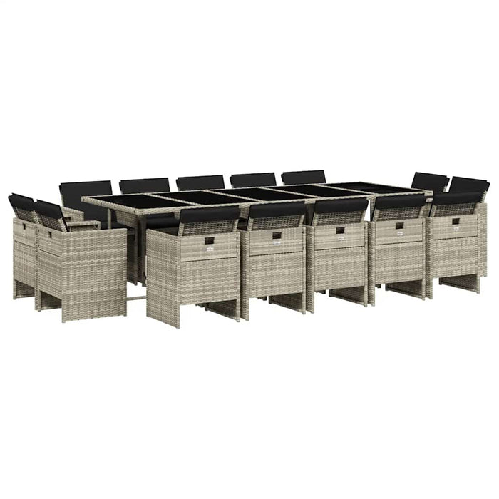 Set mobilier de grădină cu perne 15 piese gri deschis poliratan - WALTI WALTI