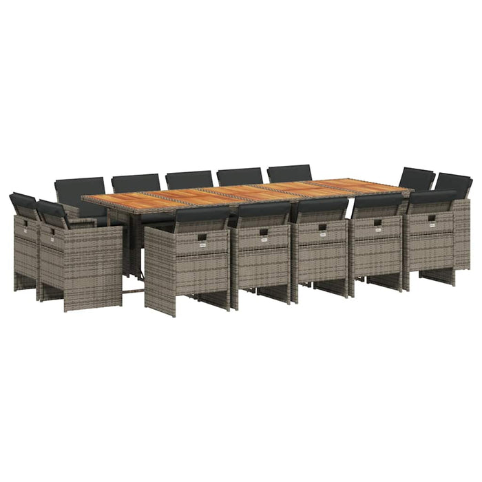Set mobilier de grădină cu perne, 15 piese, gri, poliratan - WALTI WALTI