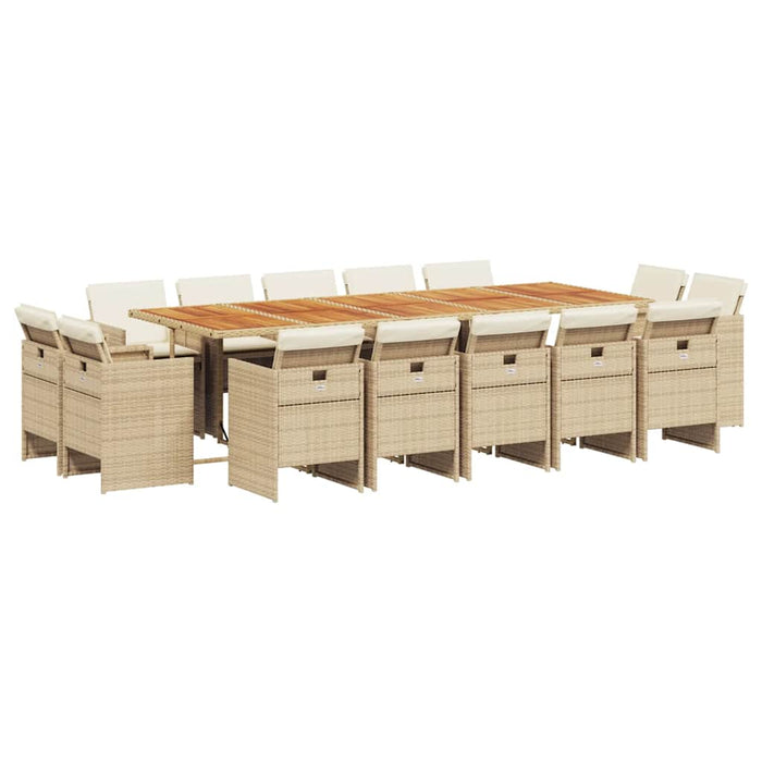 Set mobilier de grădină cu perne, 15 piese, bej, poliratan - WALTI WALTI