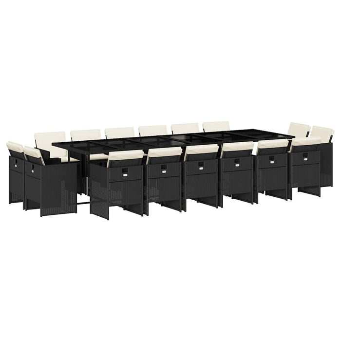 Set mobilier de grădină cu perne, 17 piese, negru, poliratan - WALTI WALTI