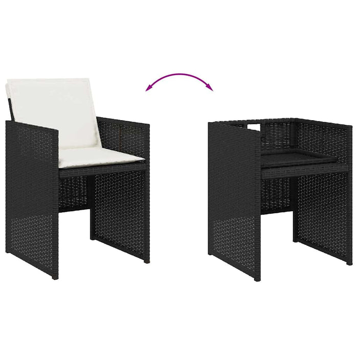 Set mobilier de grădină cu perne, 17 piese, negru, poliratan - WALTI WALTI