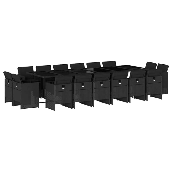 Set mobilier de grădină cu perne, 17 piese, negru, poliratan - WALTI WALTI