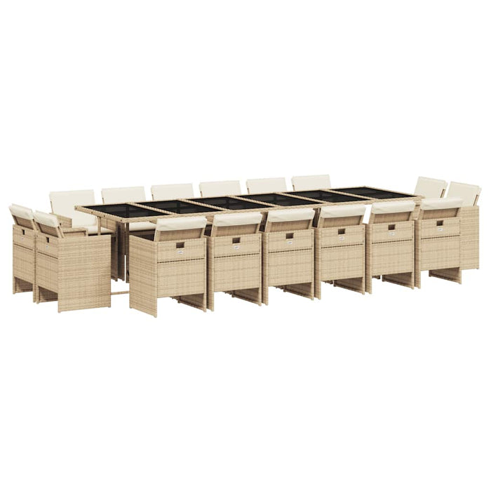 Set mobilier de grădină cu perne, 17 piese, bej, poliratan - WALTI WALTI