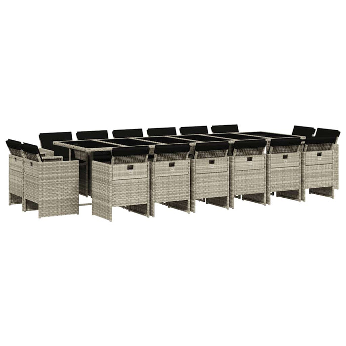 Set mobilier de grădină cu perne 17 piese gri deschis poliratan - WALTI WALTI