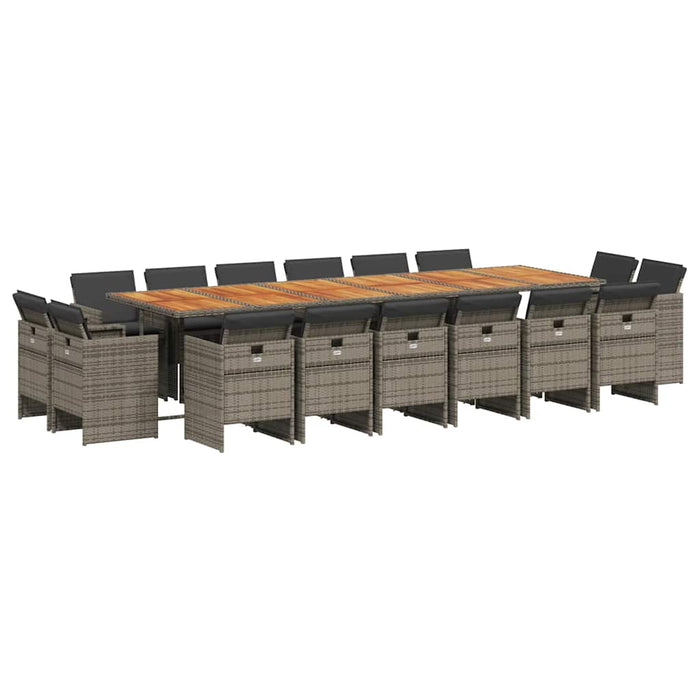 Set mobilier de grădină cu perne, 17 piese, gri, poliratan - WALTI WALTI
