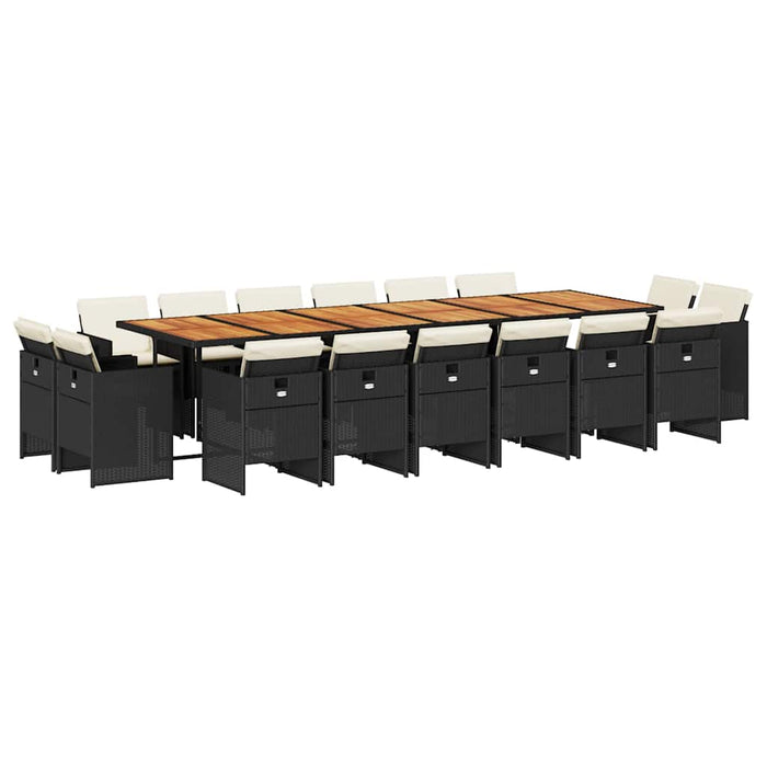 Set mobilier de grădină cu perne, 17 piese, negru, poliratan - WALTI WALTI