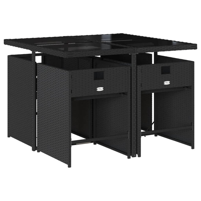 Set mobilier de grădină cu perne, 5 piese, negru, poliratan WALTI