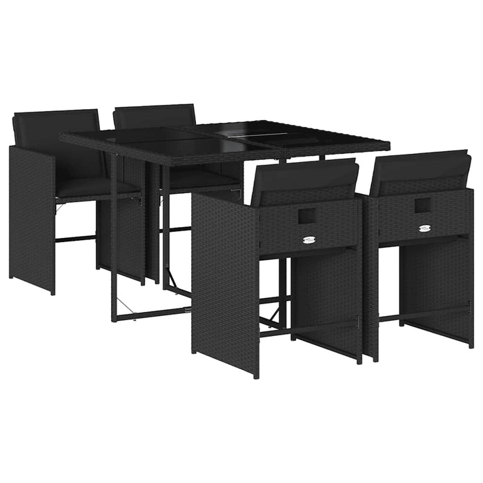 Set mobilier de grădină cu perne, 5 piese, negru, poliratan - WALTI WALTI