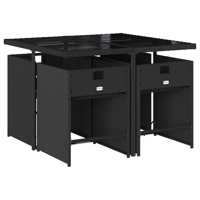 Set mobilier de grădină cu perne, 5 piese, negru, poliratan - WALTI WALTI