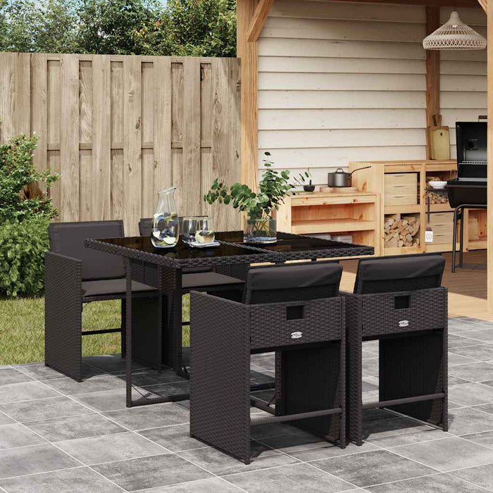 Set mobilier de grădină cu perne, 5 piese, negru, poliratan - WALTI WALTI