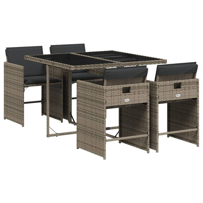 Set mobilier de grădină cu perne, 5 piese, gri, poliratan - WALTI WALTI