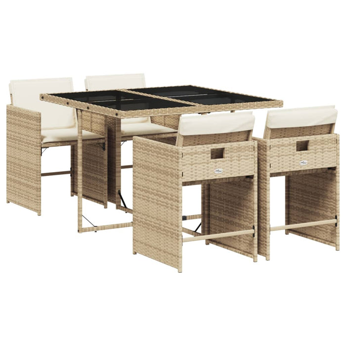 Set mobilier de grădină cu perne, 5 piese, bej, poliratan - WALTI WALTI