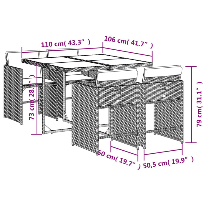 Set mobilier de grădină cu perne, 5 piese, bej, poliratan - WALTI WALTI