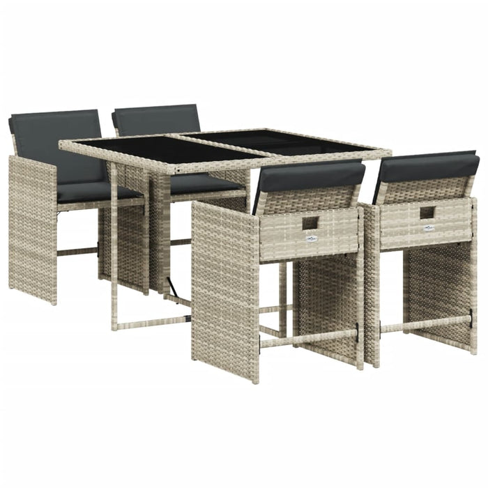 Set mobilier de grădină cu perne, 5 piese gri deschis poliratan - WALTI WALTI