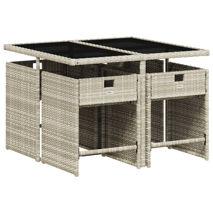 Set mobilier de grădină cu perne, 5 piese gri deschis poliratan - WALTI WALTI