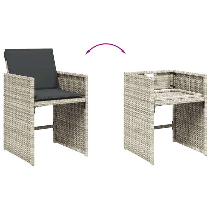 Set mobilier de grădină cu perne, 5 piese gri deschis poliratan - WALTI WALTI