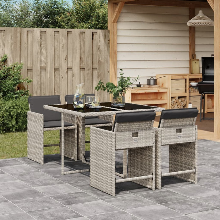 Set mobilier de grădină cu perne, 5 piese gri deschis poliratan - WALTI WALTI
