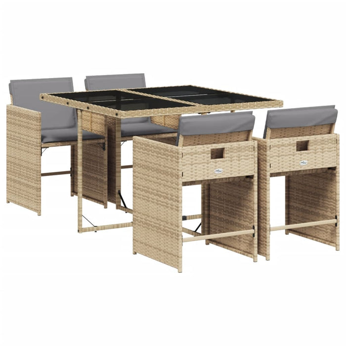 Set mobilier pentru grădină, 5 piese, cu perne, bej, poliratan - WALTI WALTI