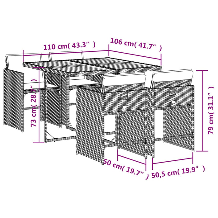 Set mobilier de grădină cu perne, 5 piese, bej, poliratan - WALTI WALTI