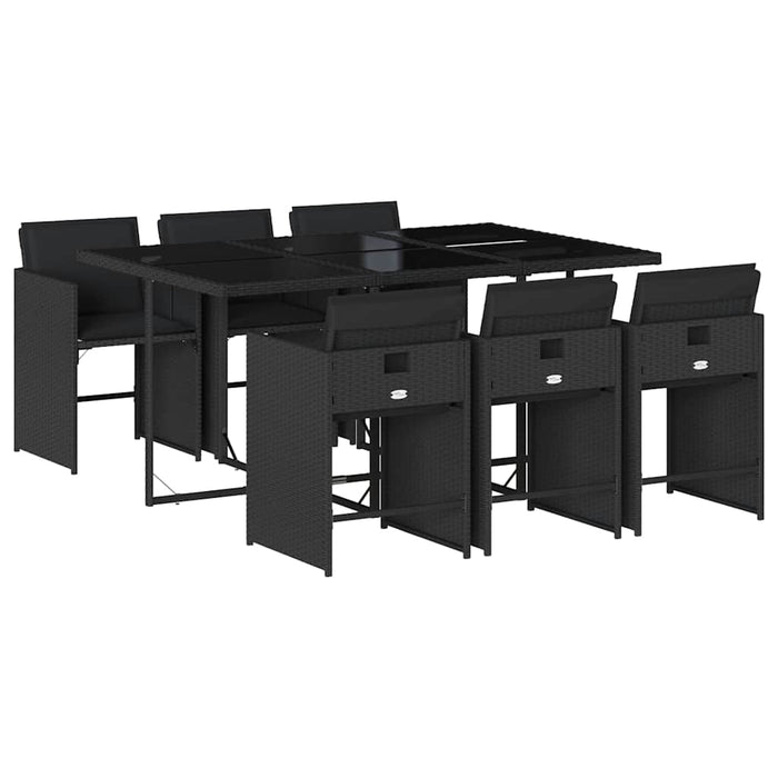 Set mobilier de grădină cu perne, 7 piese, negru, poliratan - WALTI WALTI