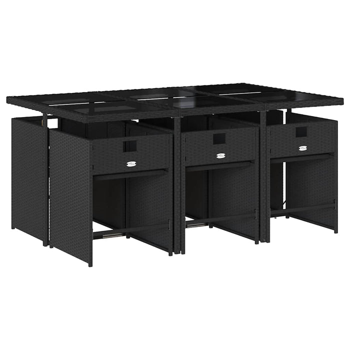 Set mobilier de grădină cu perne, 7 piese, negru, poliratan - WALTI WALTI