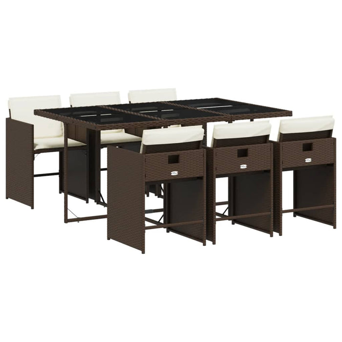 Set mobilier de grădină cu perne, 7 piese, maro, poliratan - WALTI WALTI
