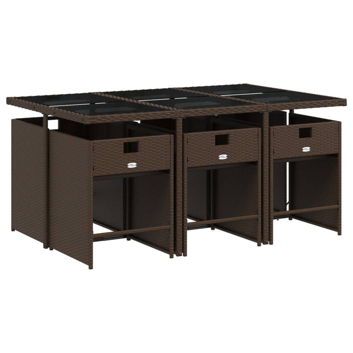 Set mobilier de grădină cu perne, 7 piese, maro, poliratan - WALTI WALTI