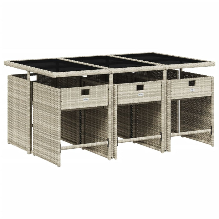 Set mobilier de grădină cu perne, 7 piese gri deschis poliratan - WALTI WALTI