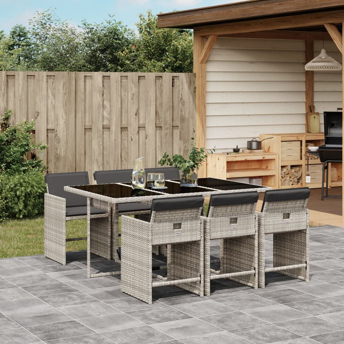 Set mobilier de grădină cu perne, 7 piese gri deschis poliratan - WALTI WALTI