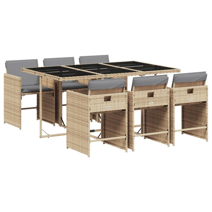 Set mobilier pentru grădină, 7 piese, cu perne, bej, poliratan - WALTI WALTI