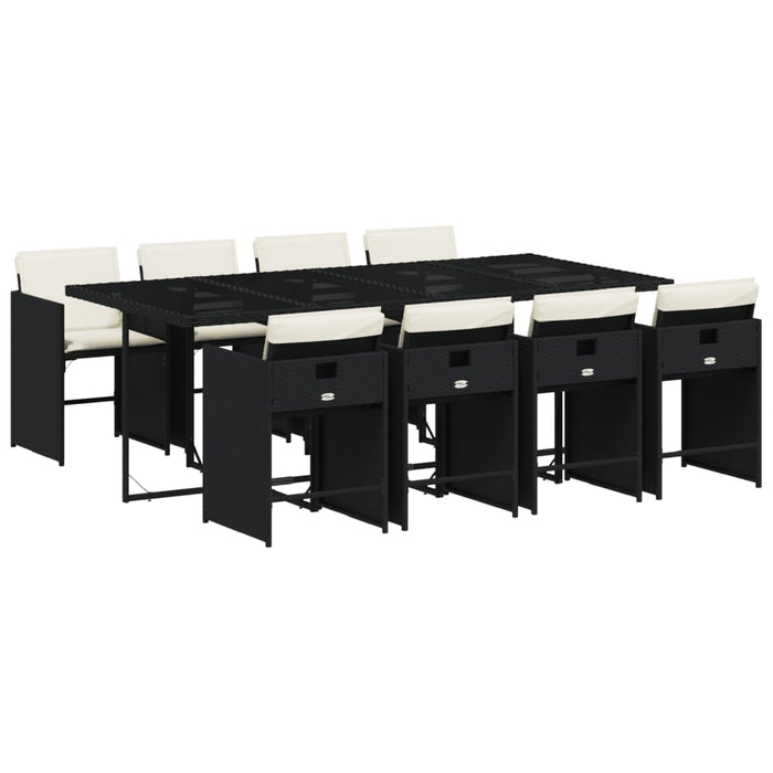 Set mobilier de grădină cu perne, 9 piese, negru, poliratan - WALTI WALTI