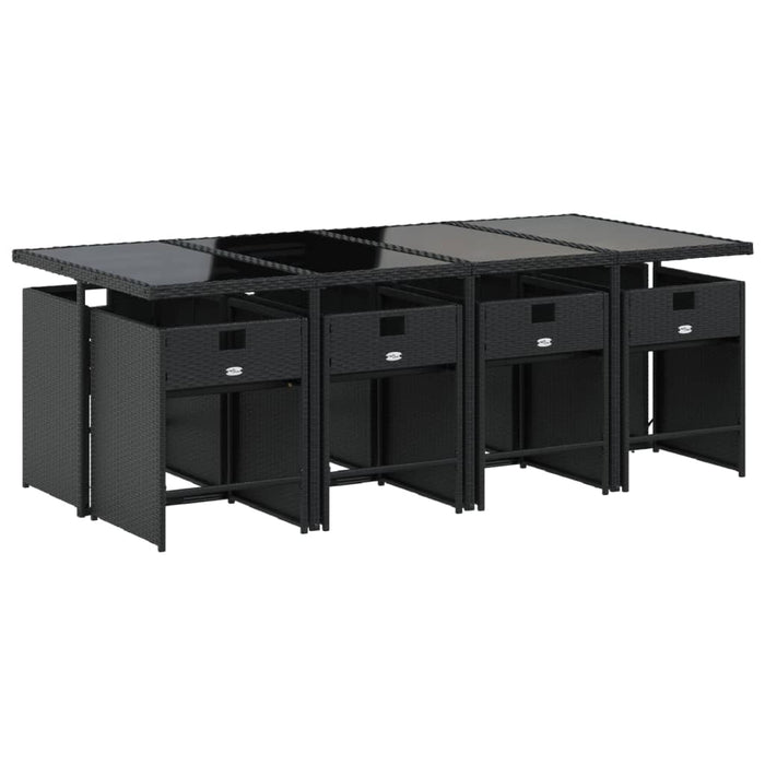 Set mobilier de grădină cu perne, 9 piese, negru, poliratan - WALTI WALTI