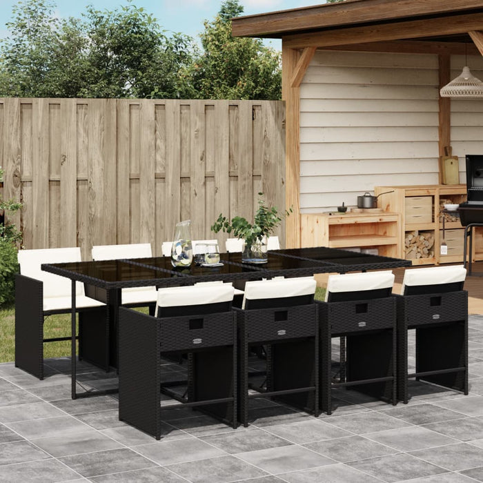 Set mobilier de grădină cu perne, 9 piese, negru, poliratan - WALTI WALTI