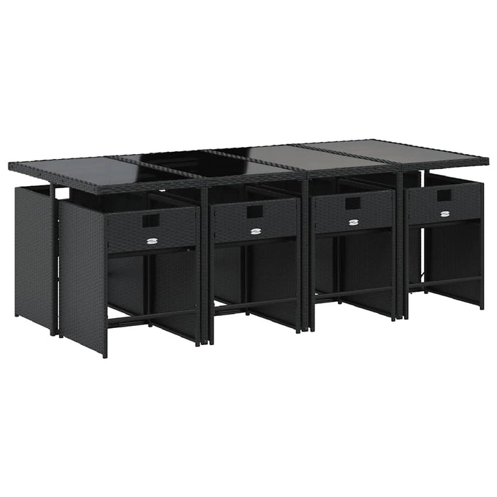 Set mobilier de grădină cu perne, 9 piese, negru, poliratan - WALTI WALTI