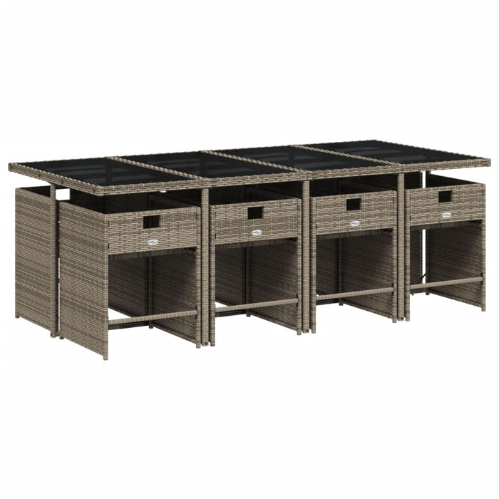 Set mobilier grădină cu perne, 9 piese, gri, poliratan - WALTI WALTI