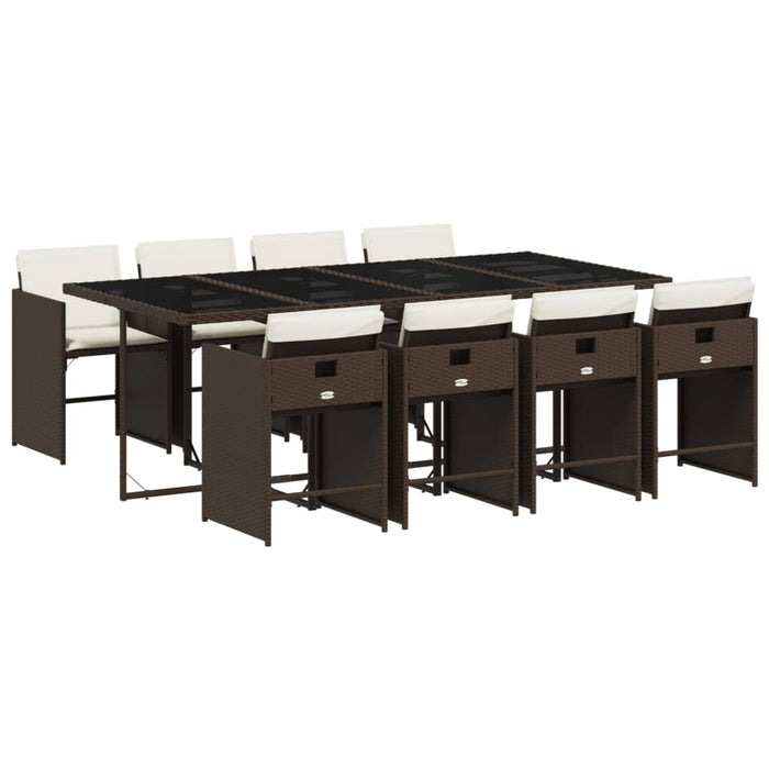 Set mobilier de grădină cu perne, 9 piese, maro, poliratan - WALTI WALTI