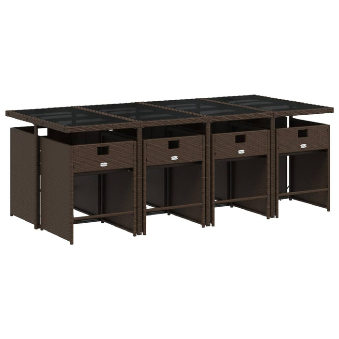 Set mobilier de grădină cu perne, 9 piese, maro, poliratan - WALTI WALTI