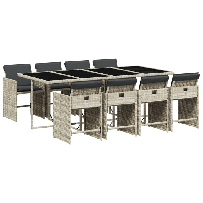 Set mobilier grădină cu perne, 9 piese, gri deschis, poliratan - WALTI WALTI