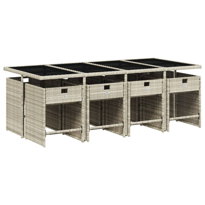 Set mobilier grădină cu perne, 9 piese, gri deschis, poliratan - WALTI WALTI