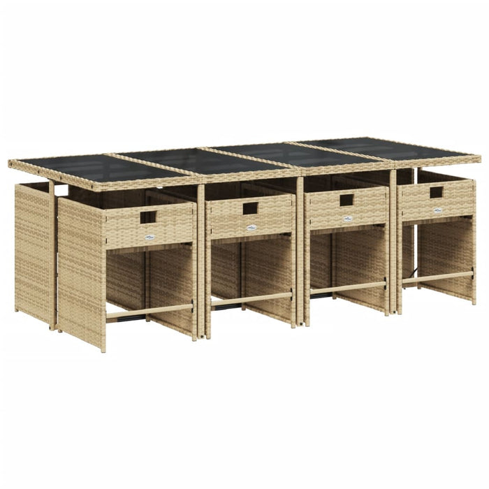 Set de masă pentru grădină, 9 piese, cu perne, bej, poliratan - WALTI WALTI