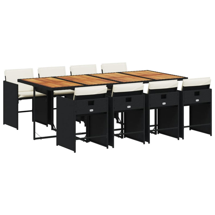 Set mobilier de grădină cu perne, 9 piese, negru, poliratan - WALTI WALTI