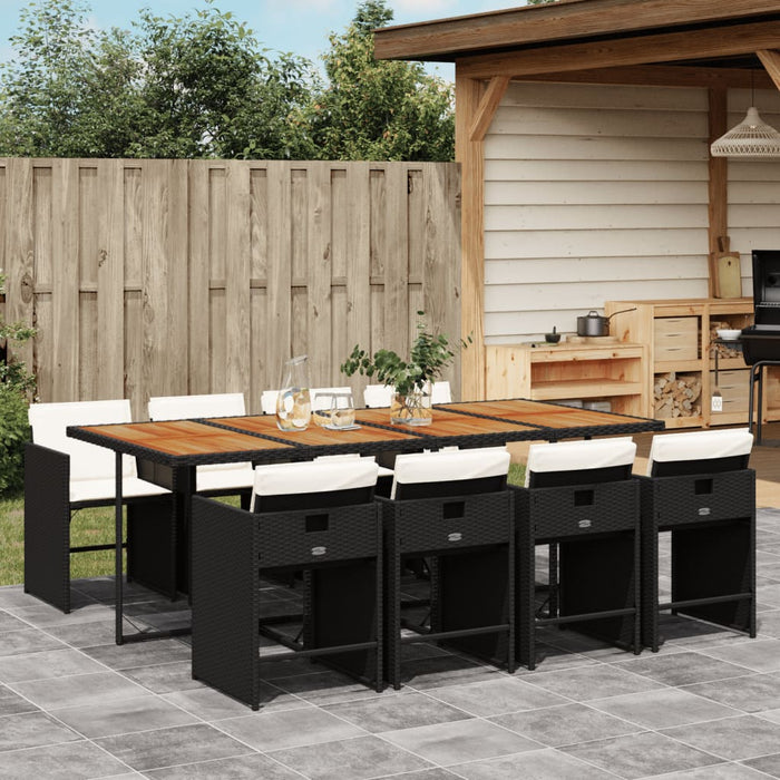 Set mobilier de grădină cu perne, 9 piese, negru, poliratan - WALTI WALTI