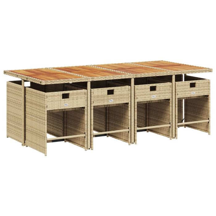 Set de masă pentru grădină, 9 piese, cu perne, bej, poliratan - WALTI WALTI