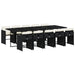 Set mobilier de exterior cu perne, 11 piese, negru, poliratan - WALTI WALTI